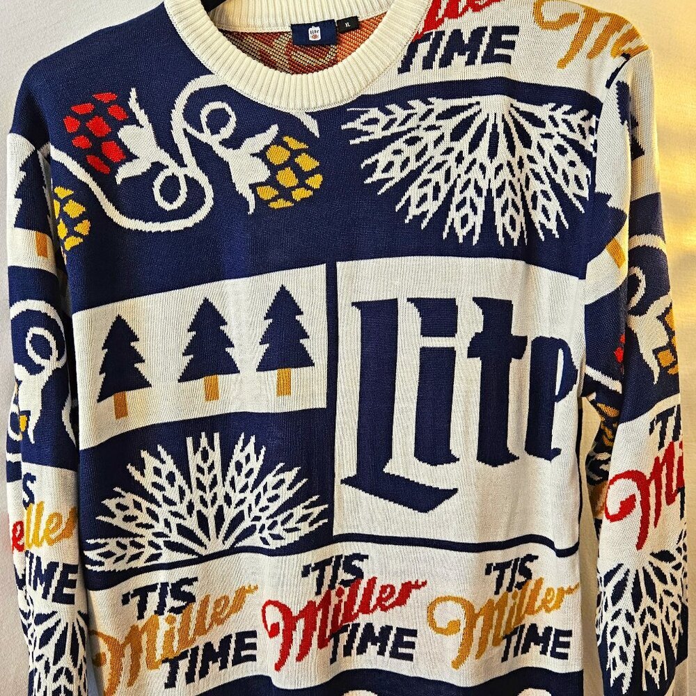 It's Miller Time Ugly Christmas Sweater Sz XL